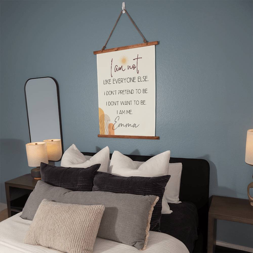 Personalized Boho Inspirational Wood Framed Wall Tapestry Motivational Wall Decor Aim Custom Playroom wall tapestry hanging