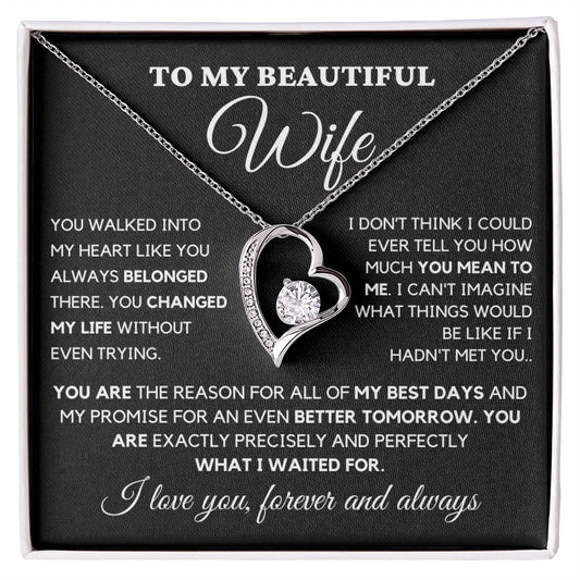 To my Wife You are what I waited for- Forever Love Necklace