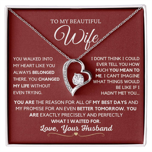 To my wife -Forever Love Necklace- From Husband-Red