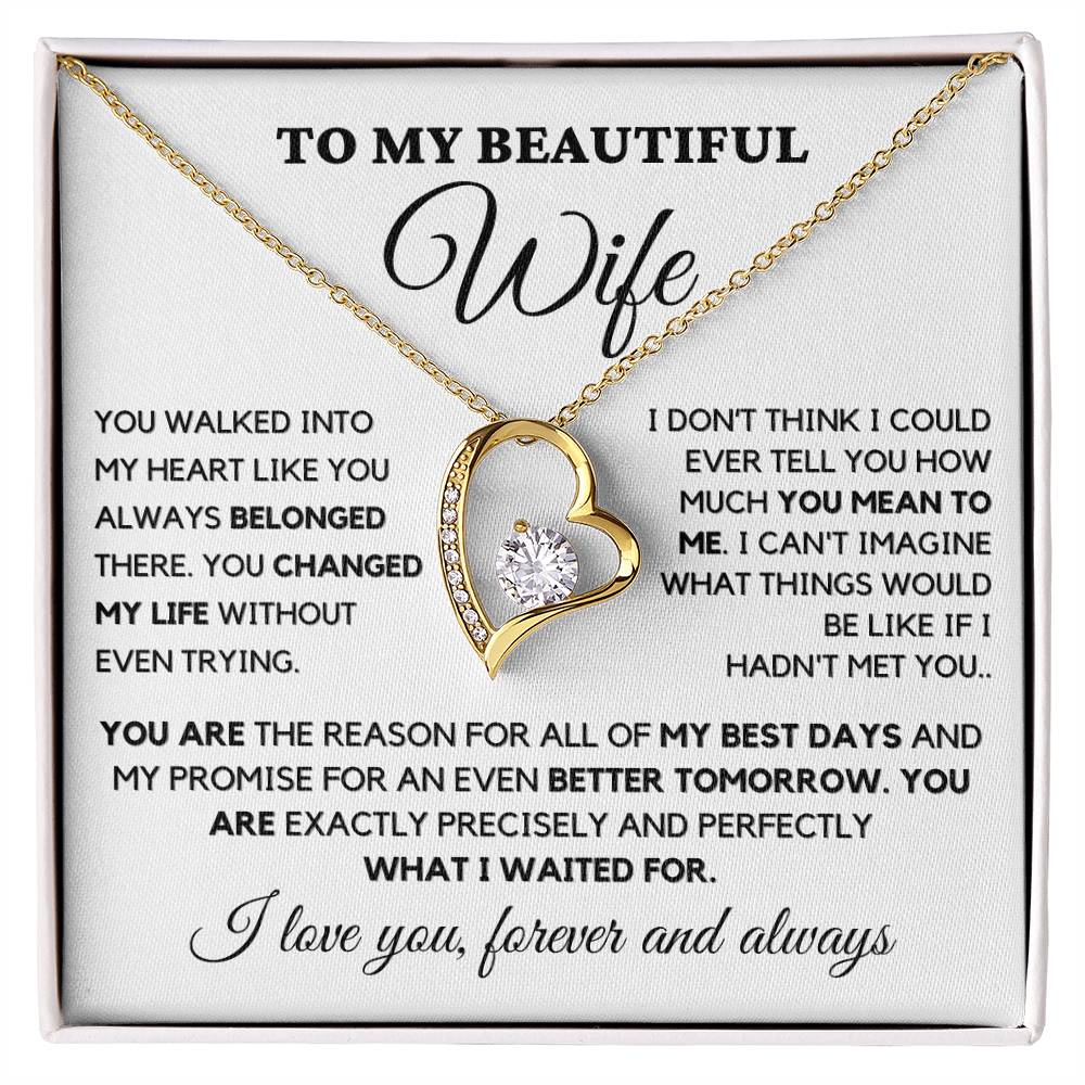 To my wife- Forever Love Necklace- You walked into my heart - MM-002