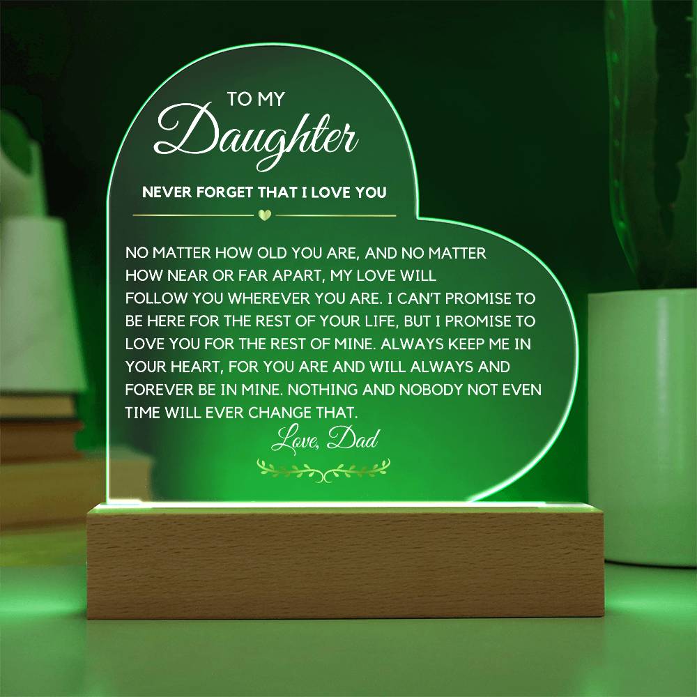 To my Daughter Letter from Dad Heart Acrylic Plaque