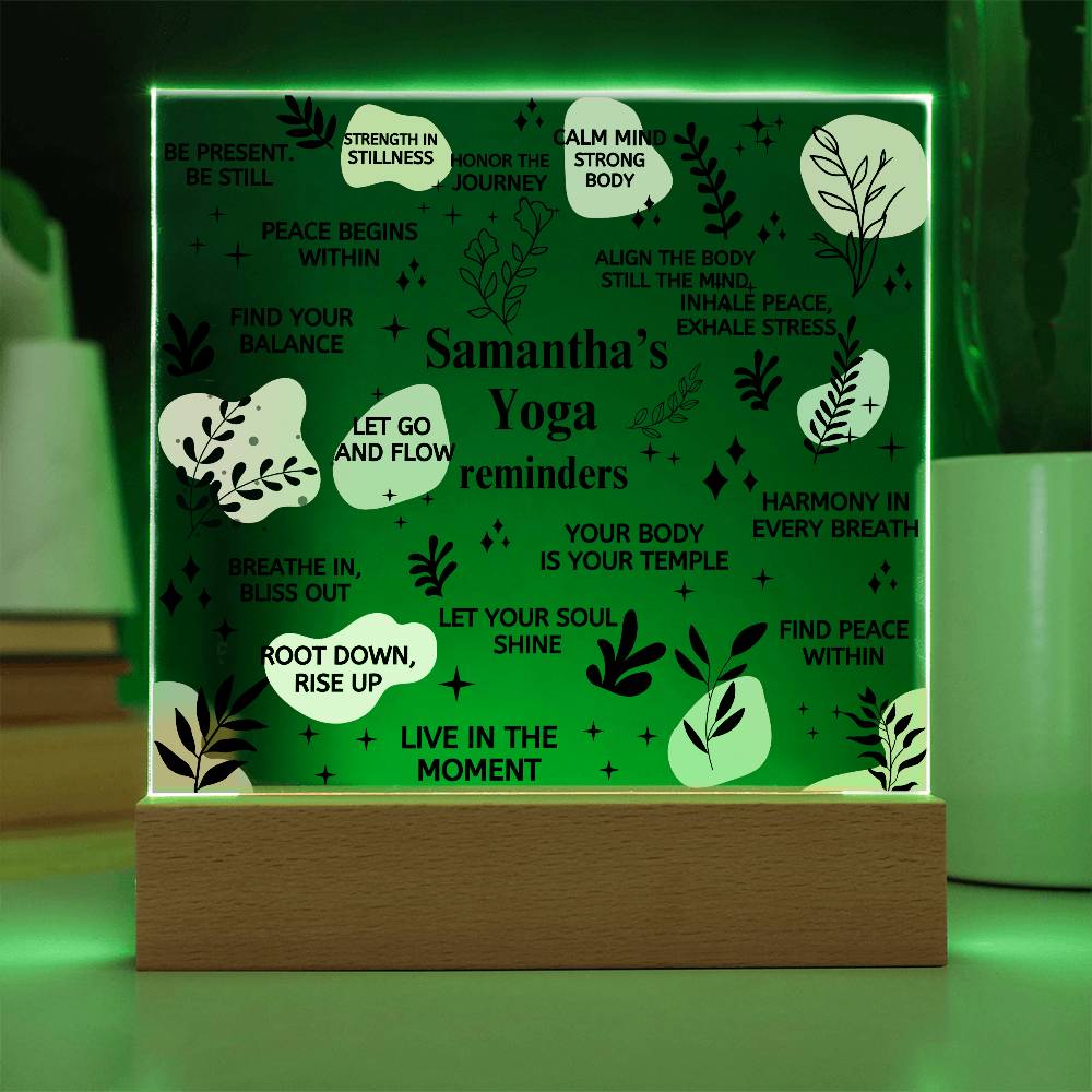 Personalized Yoga Reminders Acrylic Plaque, Yoga Studio Decor, Yoga Lover Gift