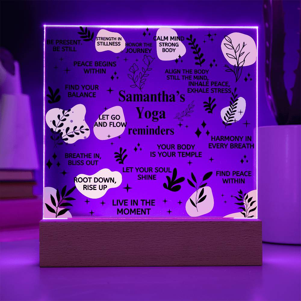 Personalized Yoga Reminders Acrylic Plaque, Yoga Studio Decor, Yoga Lover Gift