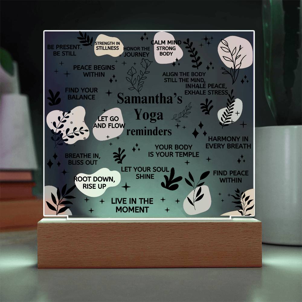 Personalized Yoga Reminders Acrylic Plaque, Yoga Studio Decor, Yoga Lover Gift