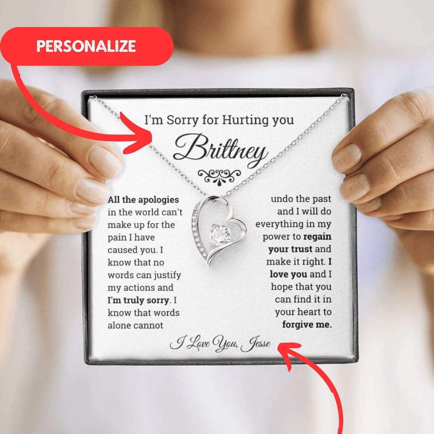 I'm Sorry Gift Forever Love Necklace, Apology Gift for her, Sorry Poem, Forgiveness Gift, Thinking of You, Missing You, Break up gift
