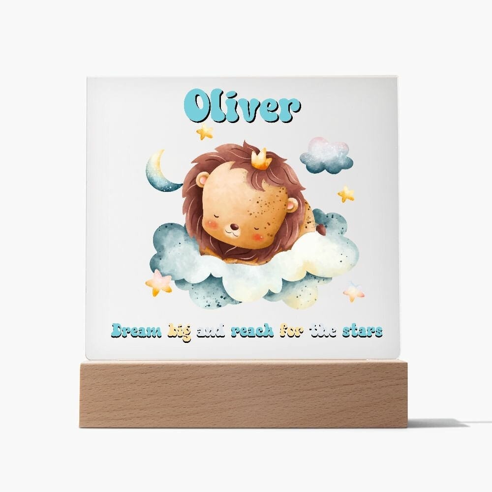 Lion Theme Personalized Night Light with Moon & stars, Сustom Name Night Light, Kids Room Lamp,Custom name light Personalized night light