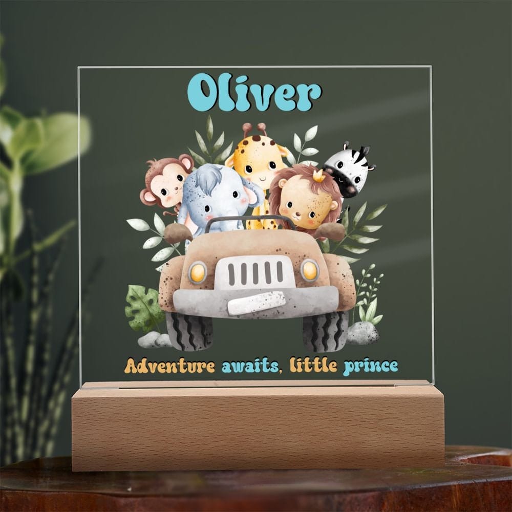 Jungle Theme personalized night light, Kids room Decor, Baby Shower gifts, Kids room lamp, Custom name light personalized children's night