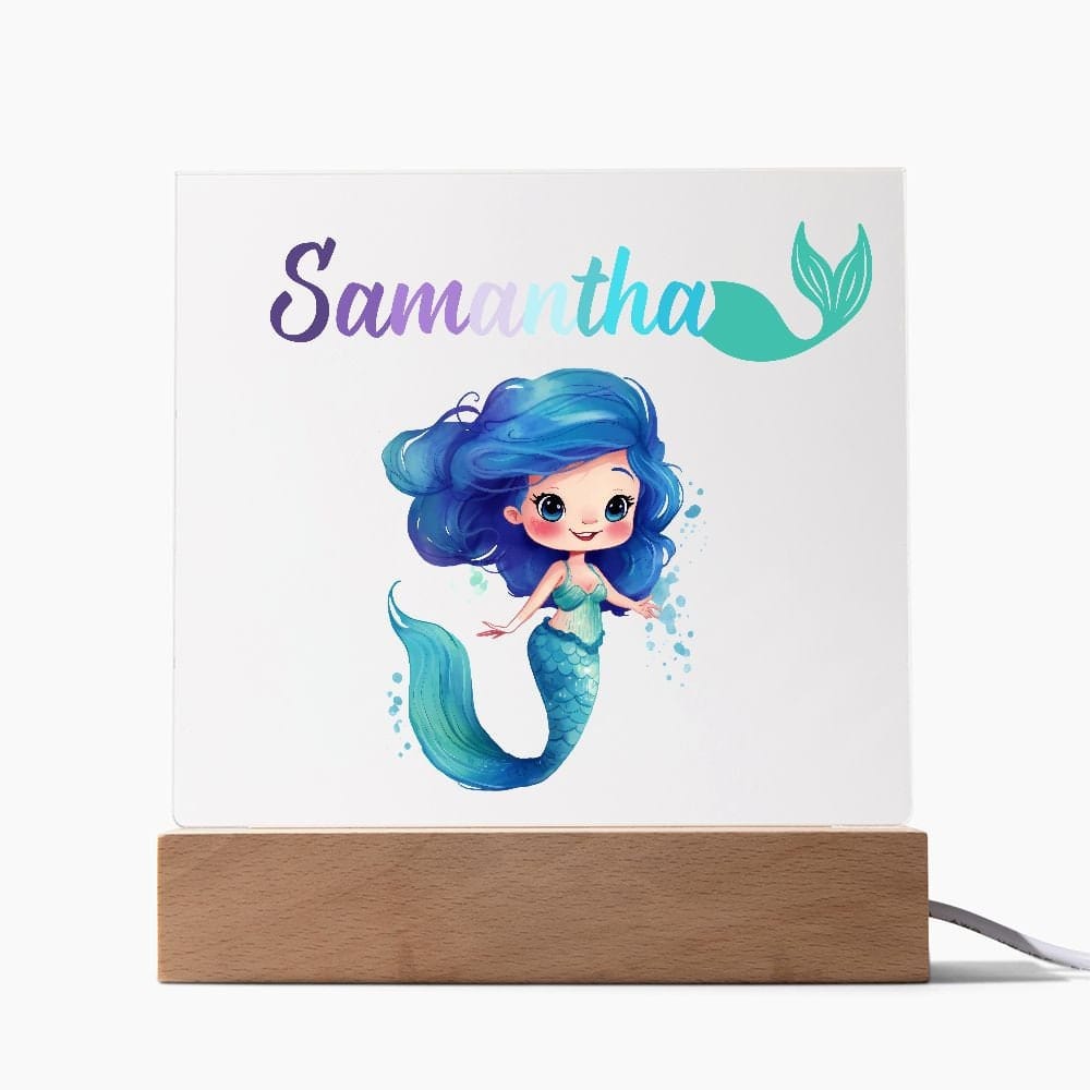 Mermaid Kids Personalized Acrylic Night Light,Perfect Birthday Gift for Girls,Custom Name Led Kids Bedroom Decor, Ocean theme nursery decor