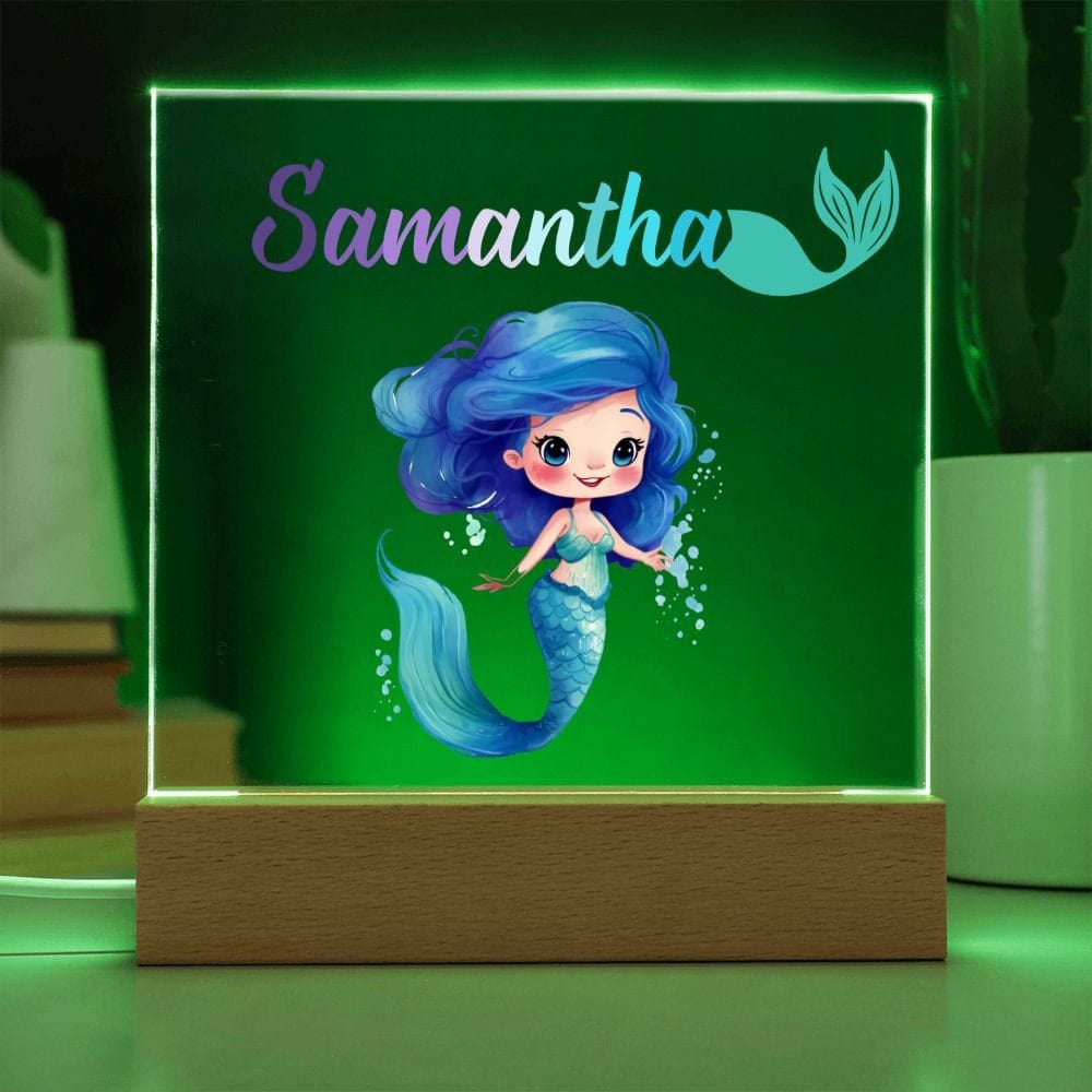 Mermaid Kids Personalized Acrylic Night Light,Perfect Birthday Gift for Girls,Custom Name Led Kids Bedroom Decor, Ocean theme nursery decor
