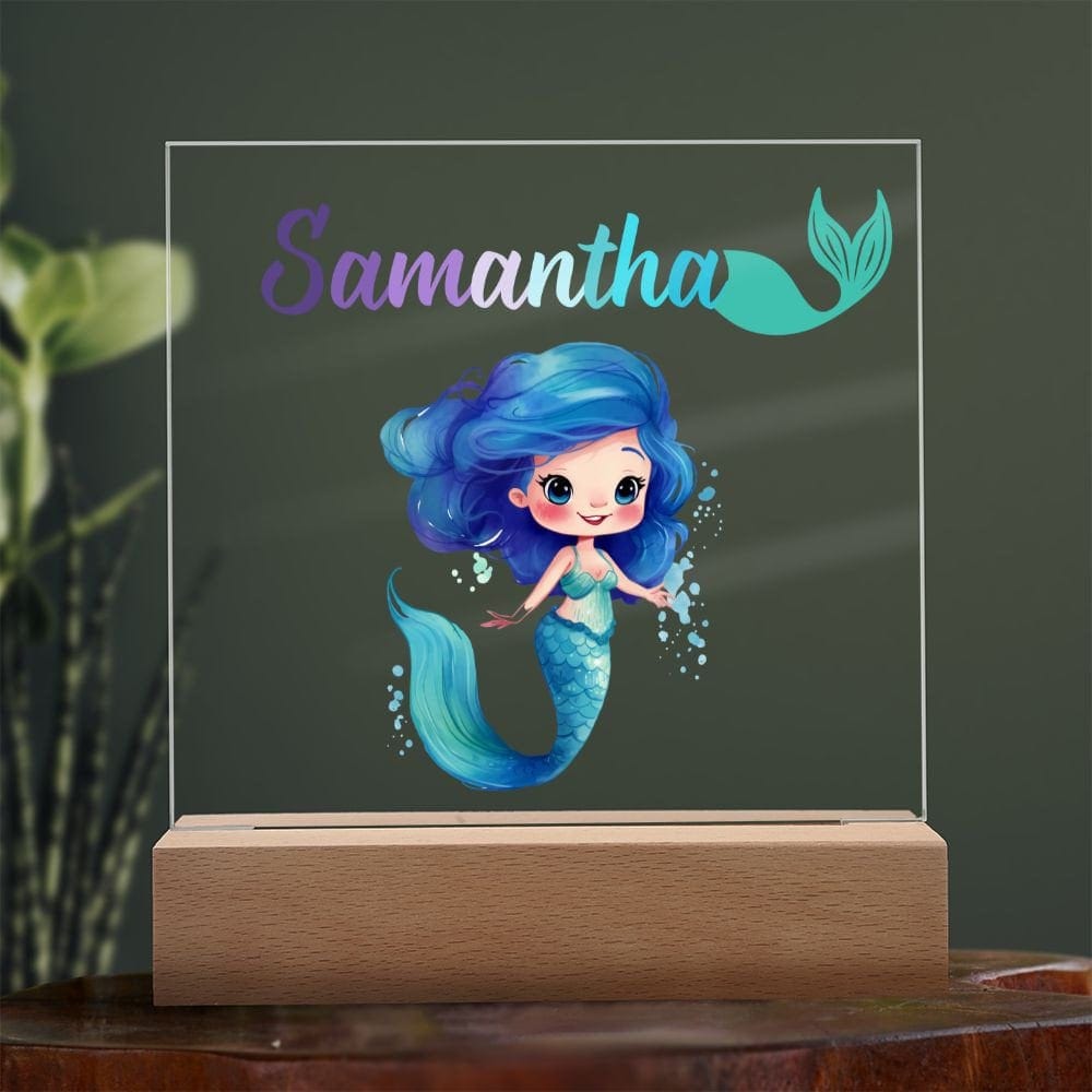 Mermaid Kids Personalized Acrylic Night Light,Perfect Birthday Gift for Girls,Custom Name Led Kids Bedroom Decor, Ocean theme nursery decor