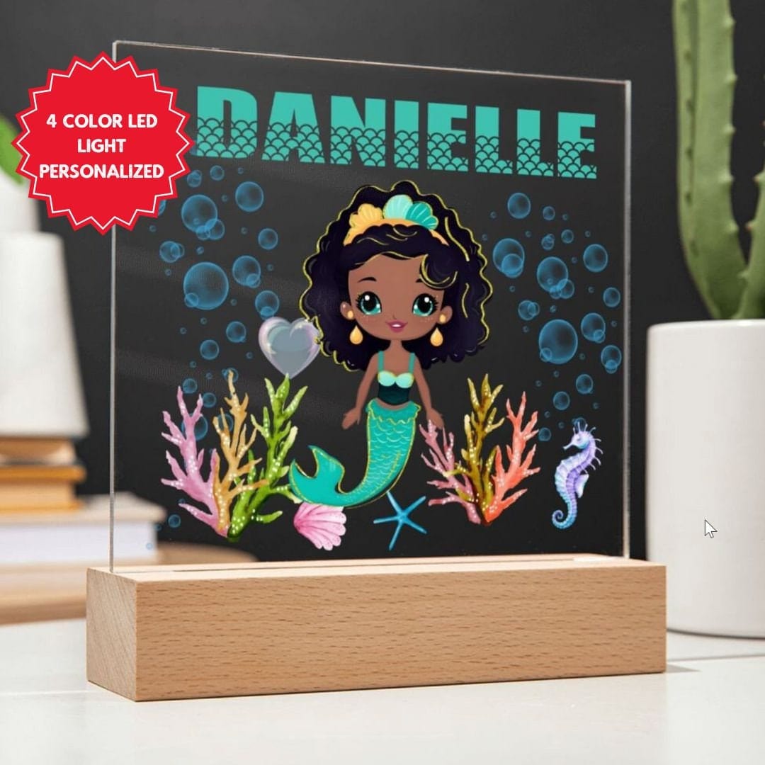 Mermaid LED Nightlight for kids, Personalized Nursery night light, Custom Night light, Kids Room Lamp, Nursery Nightlight Baby