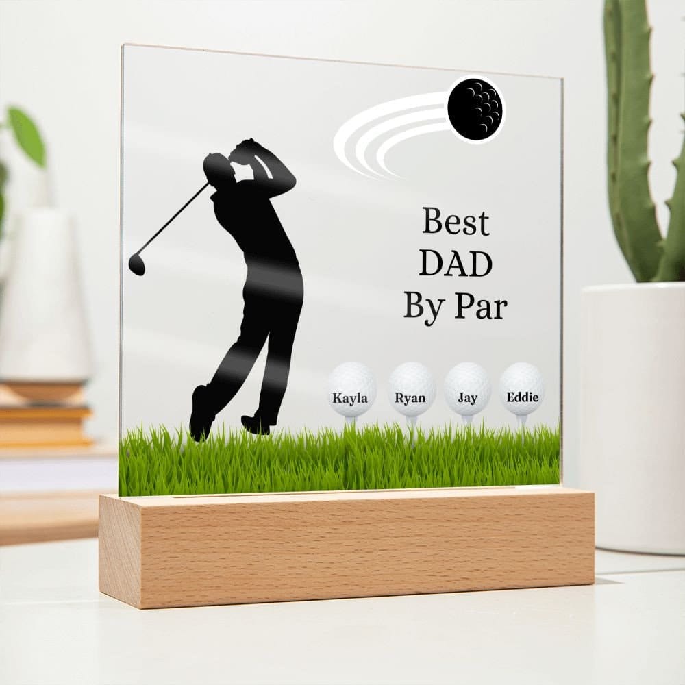Fathers Day Gift Golf, Best Dad By Par Golf Acrylic Plaque, Personalized Gift For Dad, Golf Gift For Men, Fathers Day Gift For Grandpa