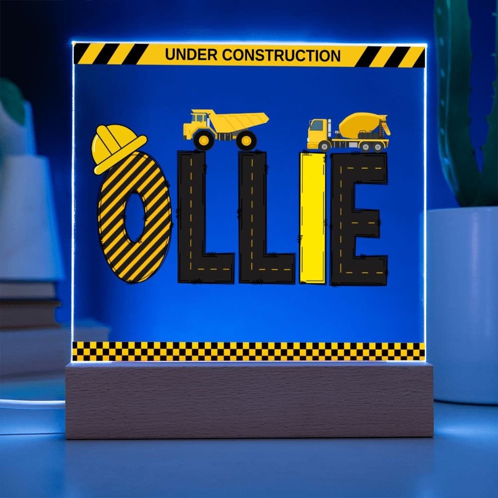 Personalized Construction Themed Birthday Gift, Dump truck birthday party LED Night Light, Construction Party gifts, Boys Birthday Gift