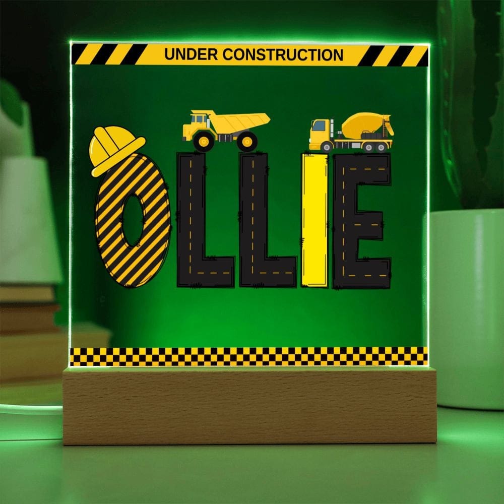 Personalized Construction Themed Birthday Gift, Dump truck birthday party LED Night Light, Construction Party gifts, Boys Birthday Gift