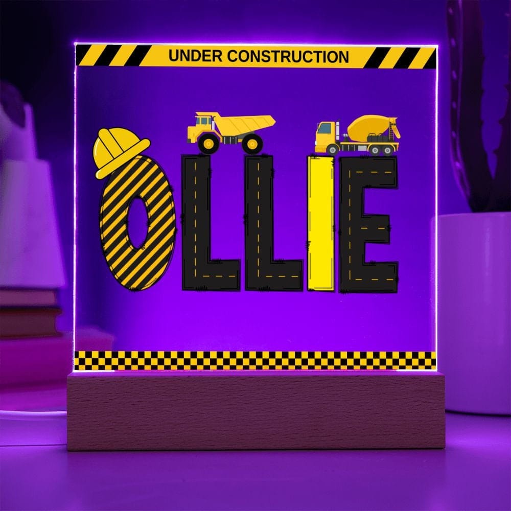 Personalized Construction Themed Birthday Gift, Dump truck birthday party LED Night Light, Construction Party gifts, Boys Birthday Gift