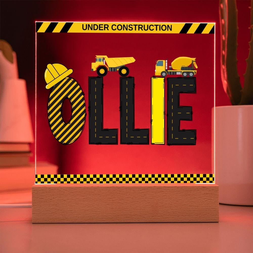 Personalized Construction Themed Birthday Gift, Dump truck birthday party LED Night Light, Construction Party gifts, Boys Birthday Gift