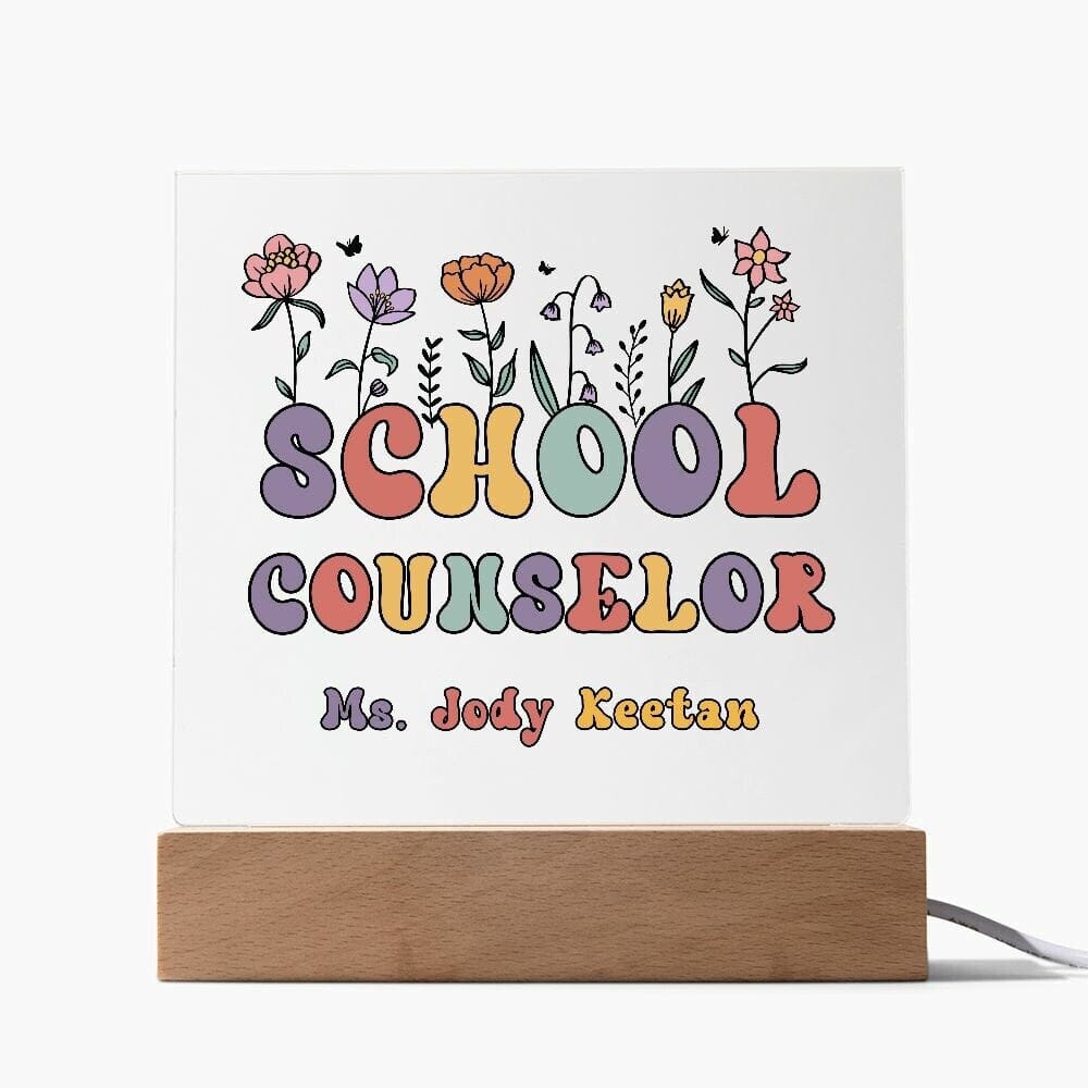 School Counselor Desk Sign,Guidance Counselor Office Decor,Personalized acrylic desk,Custom Office Decor , New Job Gift, Desk Name Plate LED