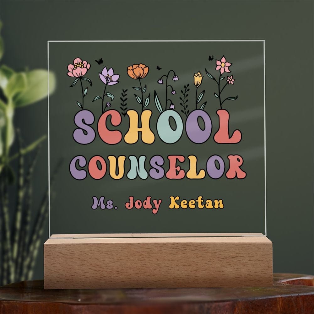 School Counselor Desk Sign,Guidance Counselor Office Decor,Personalized acrylic desk,Custom Office Decor , New Job Gift, Desk Name Plate LED
