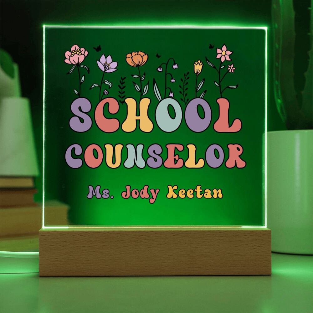 School Counselor Desk Sign,Guidance Counselor Office Decor,Personalized acrylic desk,Custom Office Decor , New Job Gift, Desk Name Plate LED