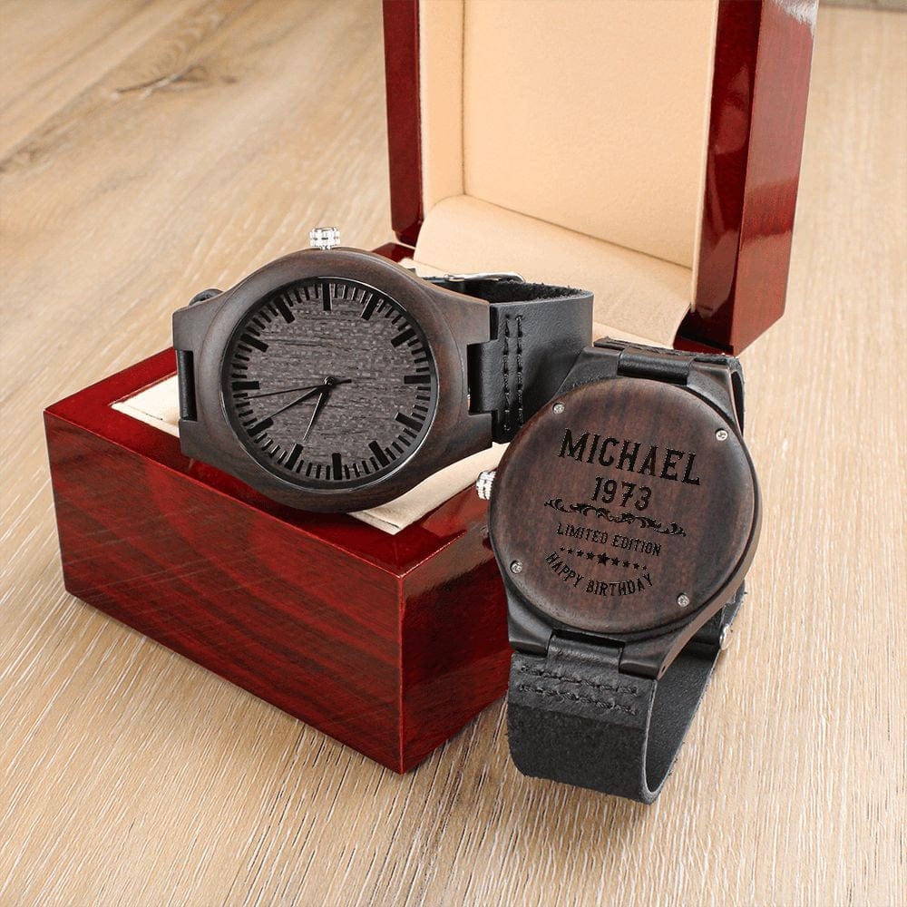 Birthday Gift Engraved Wood Watch Gift for Boyfriend, Brother, Dad, Stepdad, Personalized Name Watch, Sentimental Customized Birthday Gift