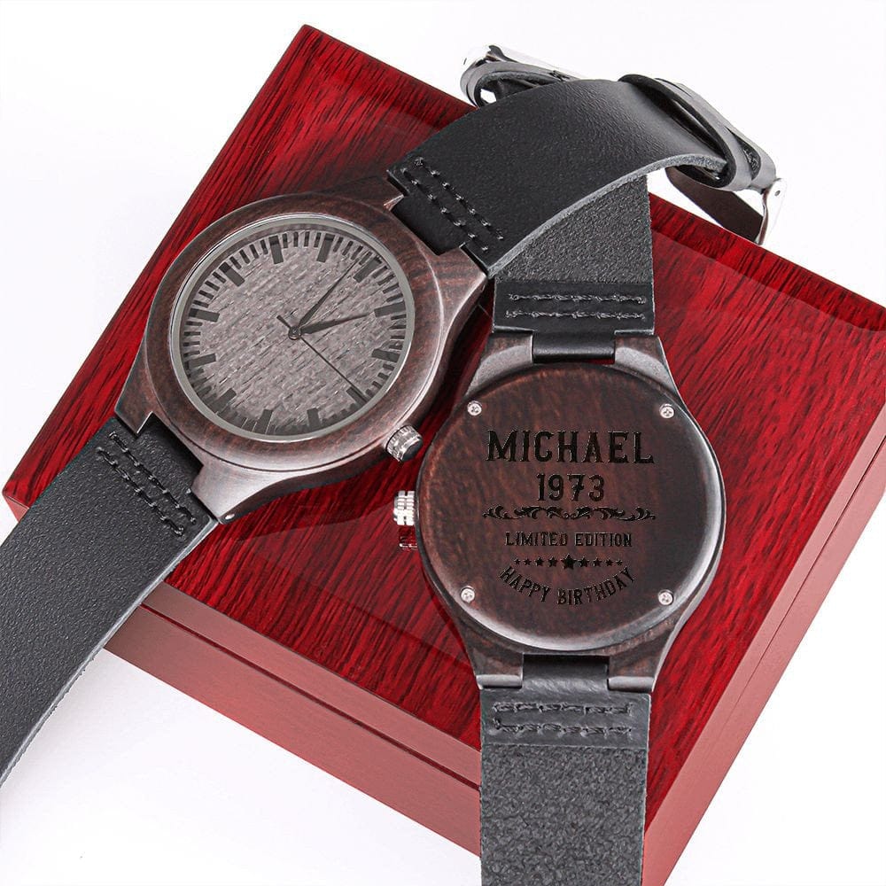 Birthday Gift Engraved Wood Watch Gift for Boyfriend, Brother, Dad, Stepdad, Personalized Name Watch, Sentimental Customized Birthday Gift