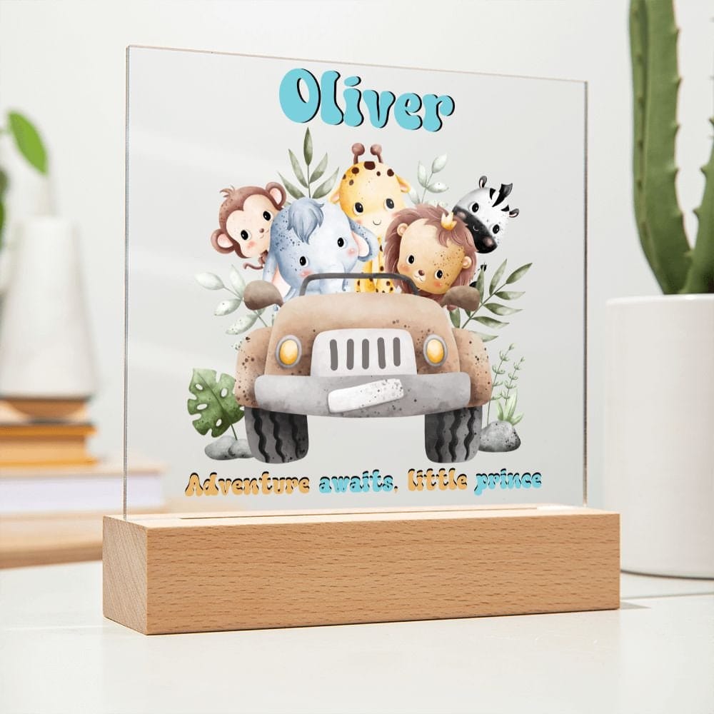 Jungle Theme personalized night light, Kids room Decor, Baby Shower gifts, Kids room lamp, Custom name light personalized children's night