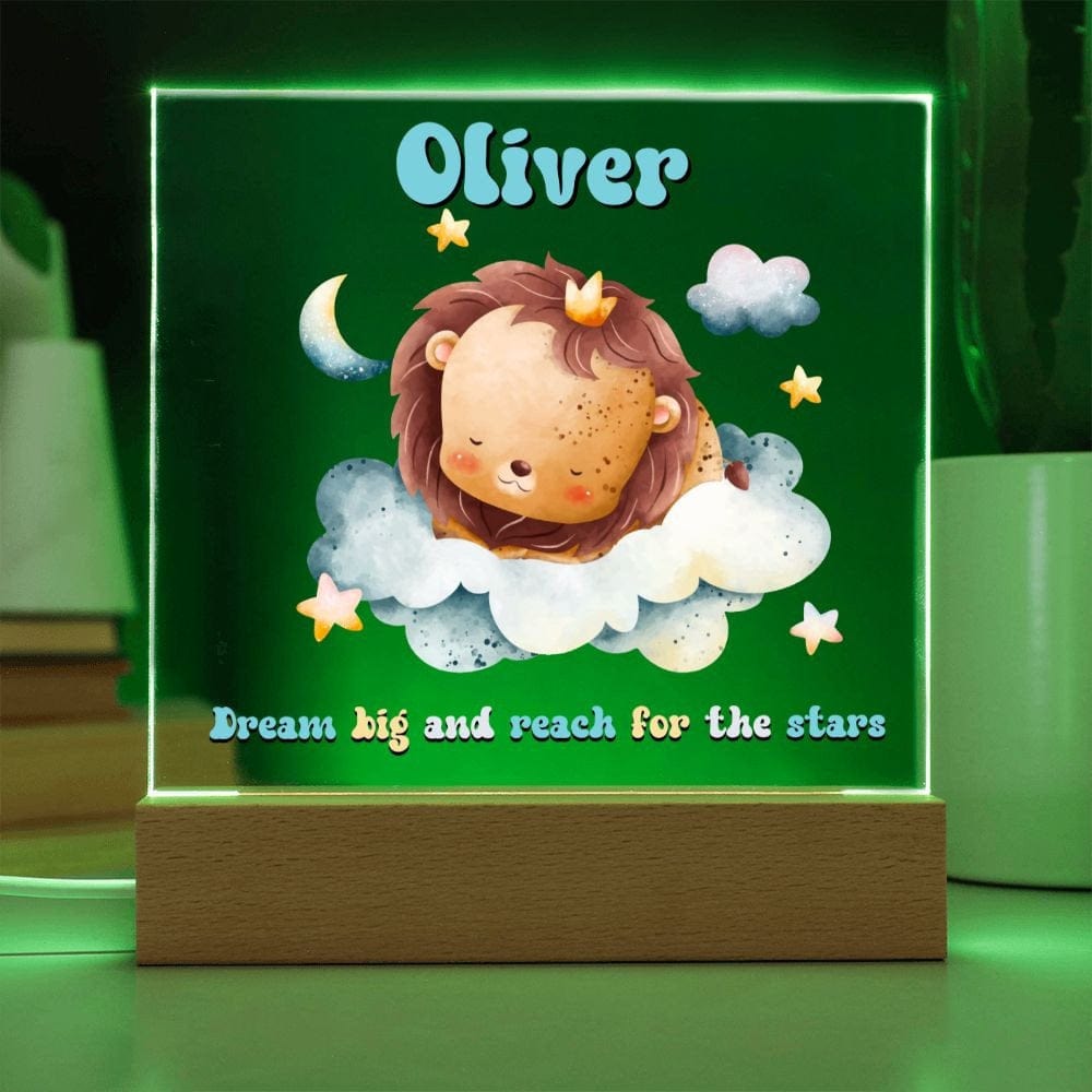 Lion Theme Personalized Night Light with Moon & stars, Сustom Name Night Light, Kids Room Lamp,Custom name light Personalized night light