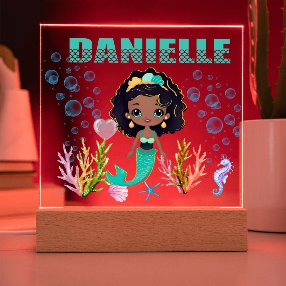 Mermaid LED Nightlight for kids, Personalized Nursery night light, Custom Night light, Kids Room Lamp, Nursery Nightlight Baby