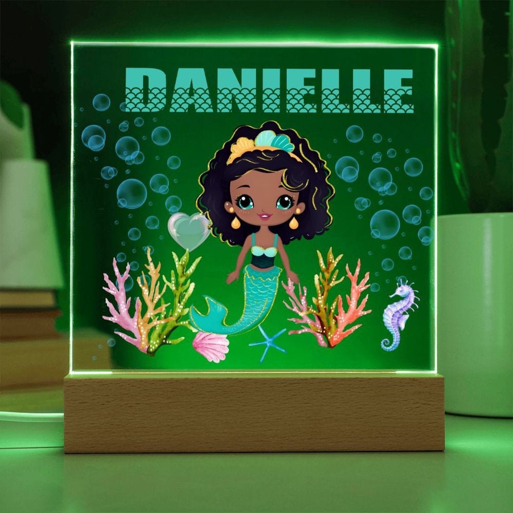 Mermaid LED Nightlight for kids, Personalized Nursery night light, Custom Night light, Kids Room Lamp, Nursery Nightlight Baby