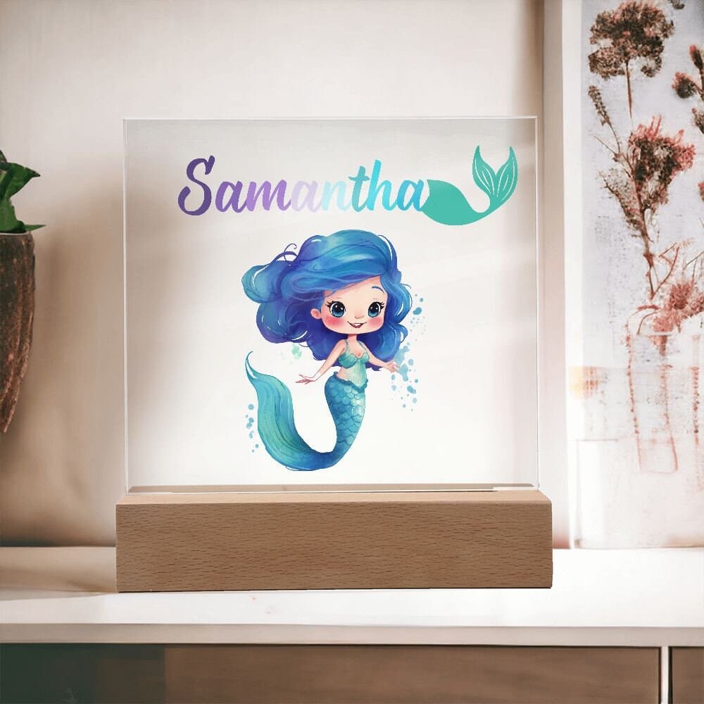 Mermaid Kids Personalized Acrylic Night Light,Perfect Birthday Gift for Girls,Custom Name Led Kids Bedroom Decor, Ocean theme nursery decor