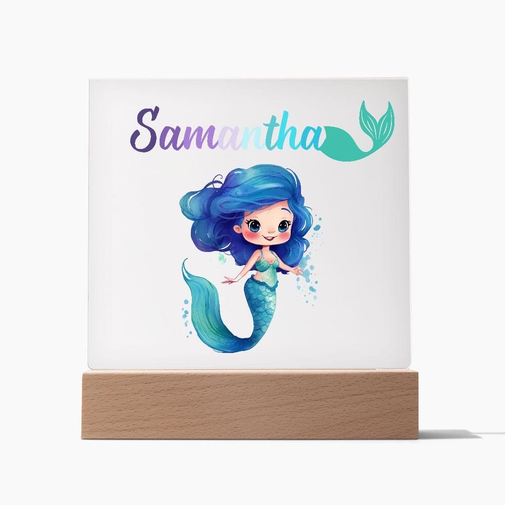 Mermaid Kids Personalized Acrylic Night Light,Perfect Birthday Gift for Girls,Custom Name Led Kids Bedroom Decor, Ocean theme nursery decor