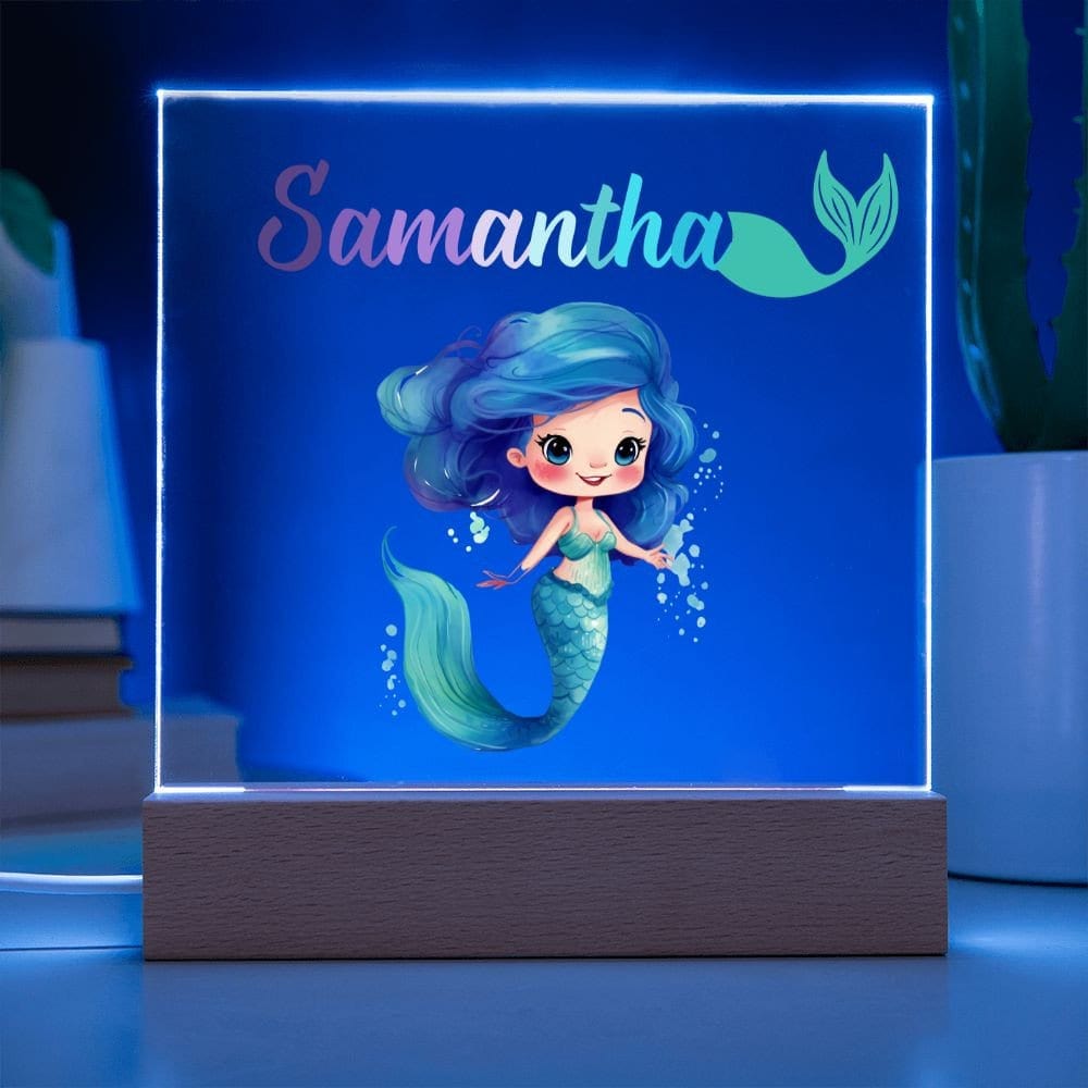 Mermaid Kids Personalized Acrylic Night Light,Perfect Birthday Gift for Girls,Custom Name Led Kids Bedroom Decor, Ocean theme nursery decor