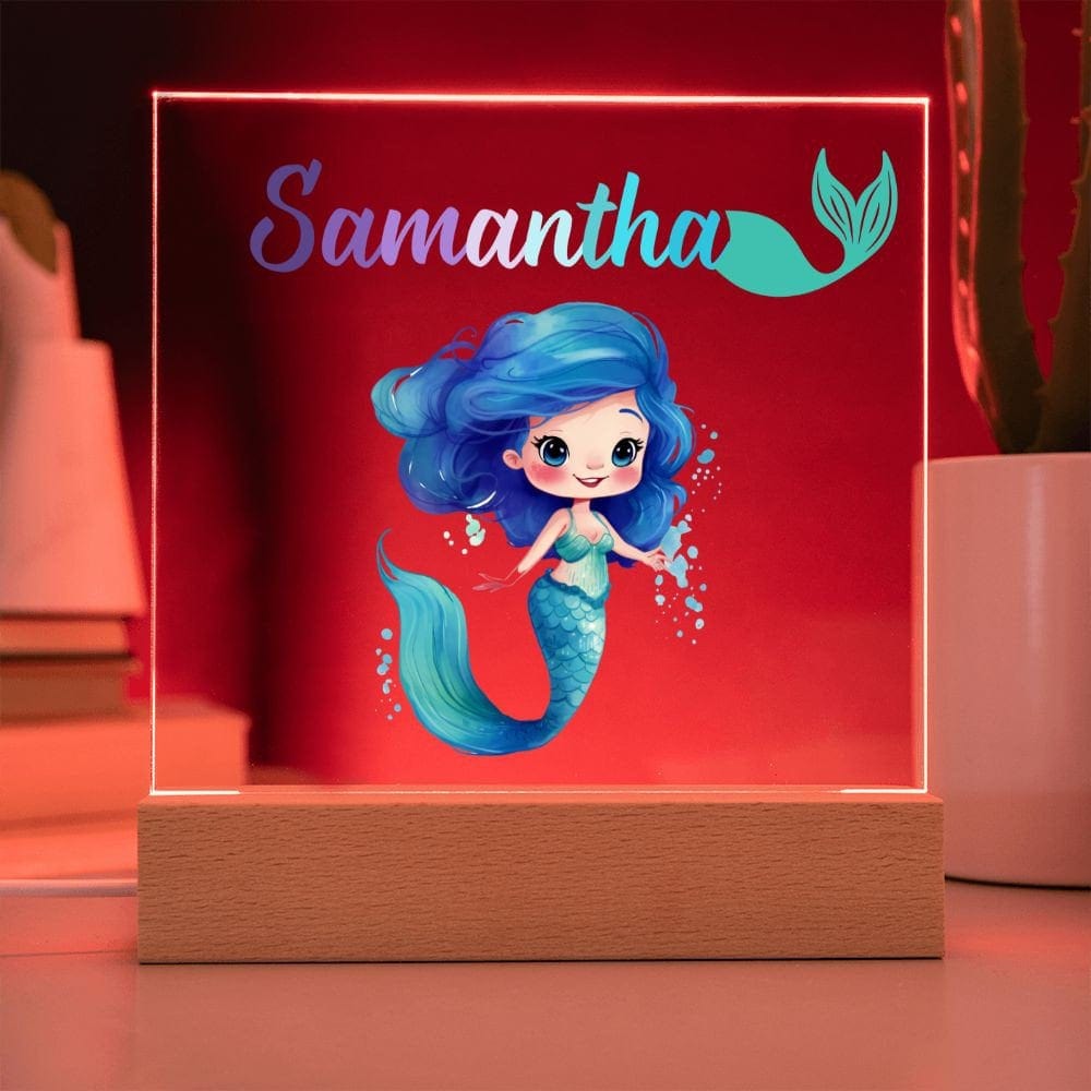 Mermaid Kids Personalized Acrylic Night Light,Perfect Birthday Gift for Girls,Custom Name Led Kids Bedroom Decor, Ocean theme nursery decor