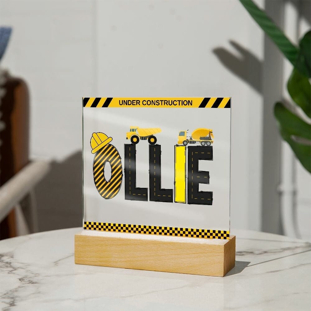 Personalized Construction Themed Birthday Gift, Dump truck birthday party LED Night Light, Construction Party gifts, Boys Birthday Gift