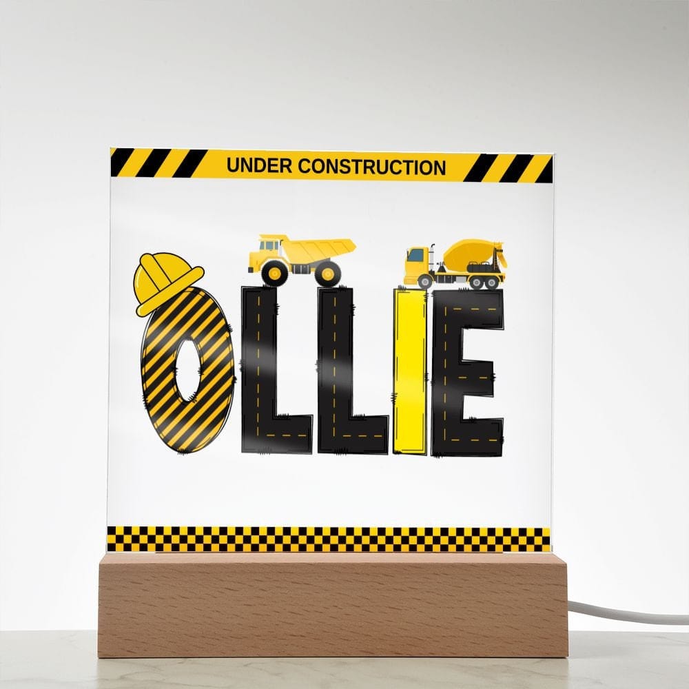 Personalized Construction Themed Birthday Gift, Dump truck birthday party LED Night Light, Construction Party gifts, Boys Birthday Gift