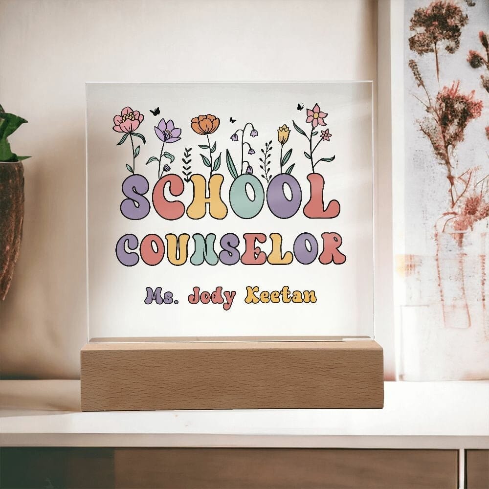 School Counselor Desk Sign,Guidance Counselor Office Decor,Personalized acrylic desk,Custom Office Decor , New Job Gift, Desk Name Plate LED