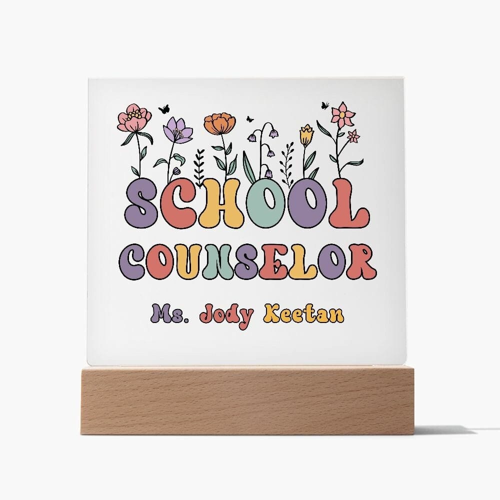 School Counselor Desk Sign,Guidance Counselor Office Decor,Personalized acrylic desk,Custom Office Decor , New Job Gift, Desk Name Plate LED