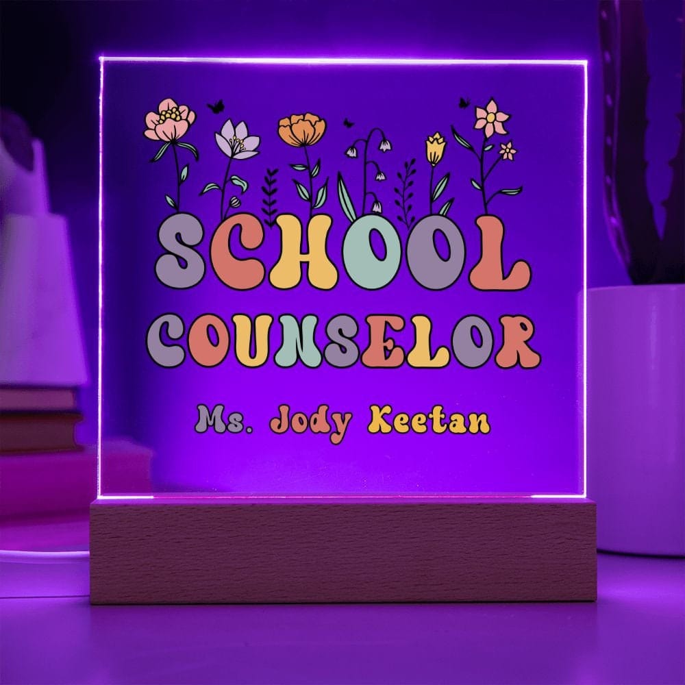 School Counselor Desk Sign,Guidance Counselor Office Decor,Personalized acrylic desk,Custom Office Decor , New Job Gift, Desk Name Plate LED