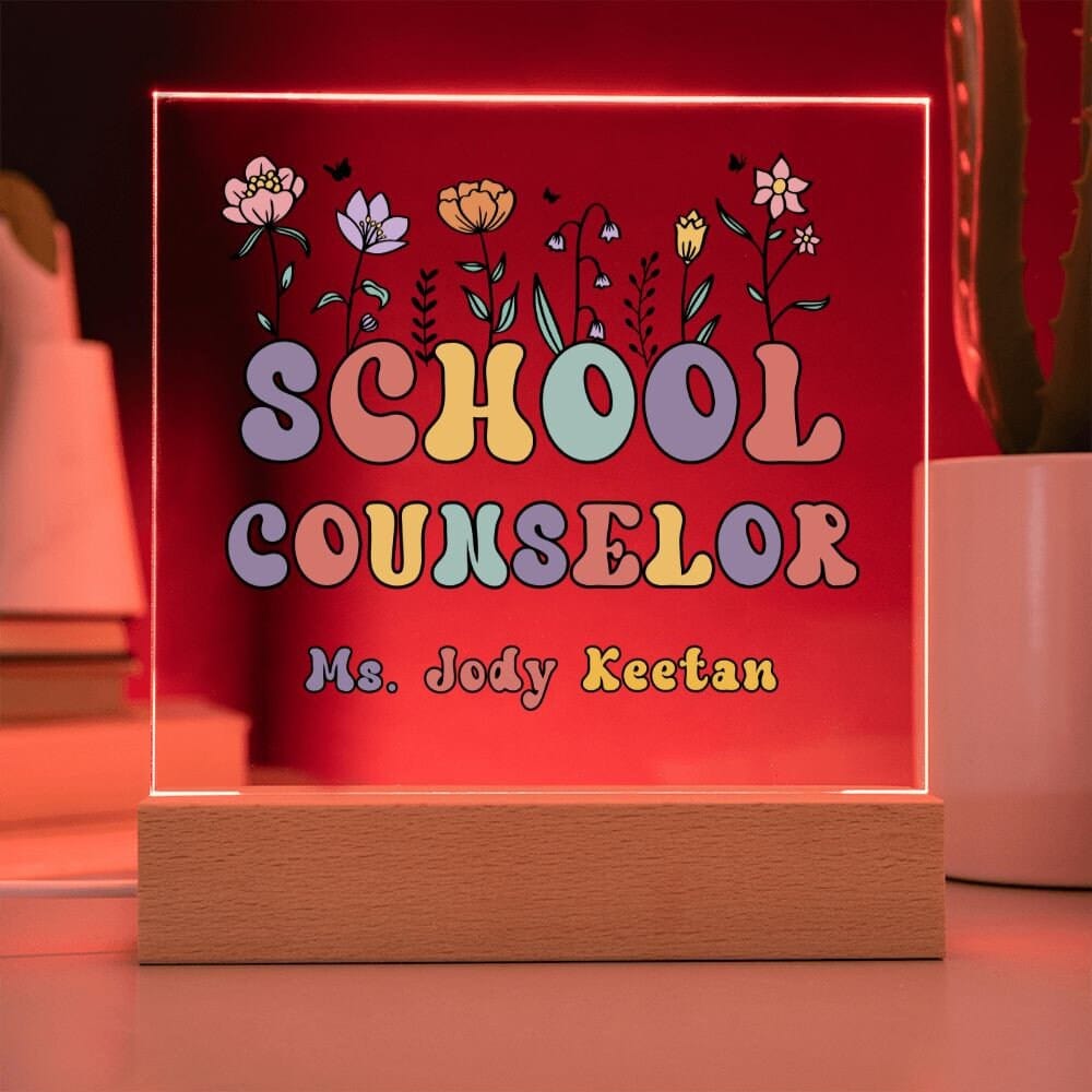 School Counselor Desk Sign,Guidance Counselor Office Decor,Personalized acrylic desk,Custom Office Decor , New Job Gift, Desk Name Plate LED