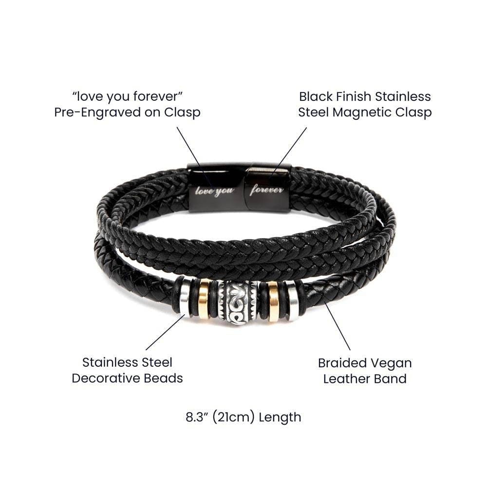 Gift for Son from Dad Vegan Leather Bracelet, Teenage Birthday Gift Ideas, 16th Birthday Gift for Son, Gift for adult Son