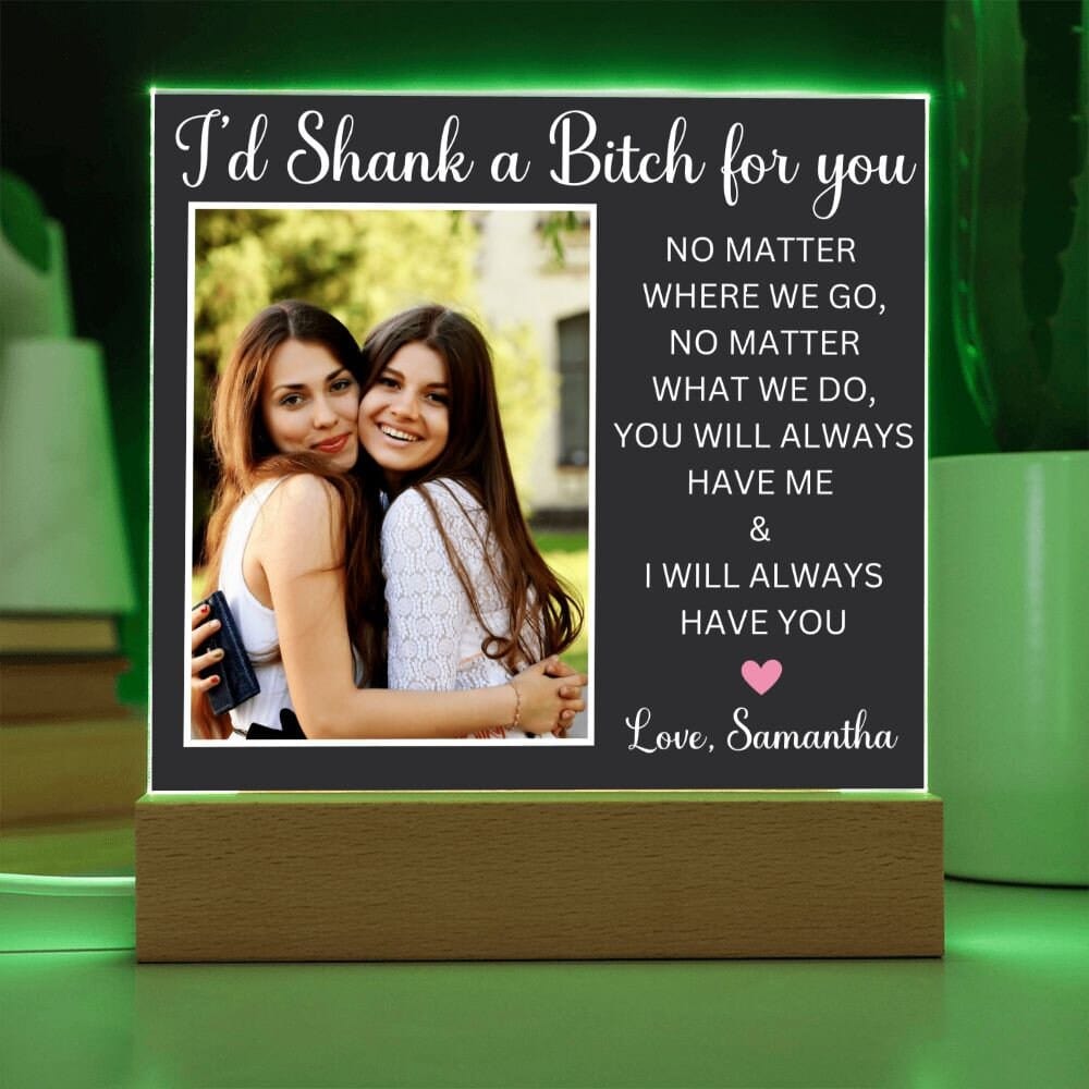Funny Gift For Friend acrylic plaque Bff Gift nightlight Friendship Gift Adult Humor Gag Gift I'D Shank A Bitch For You Best Friend Gift
