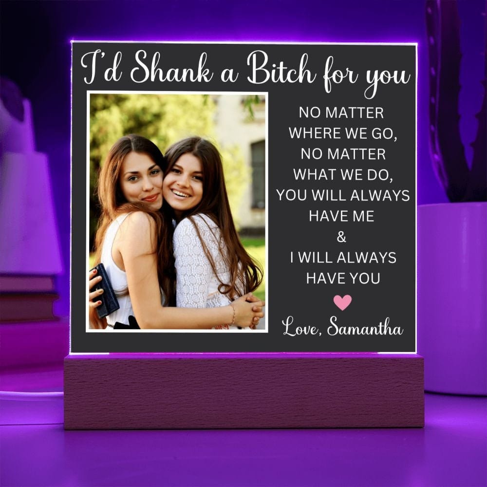 Funny Gift For Friend acrylic plaque Bff Gift nightlight Friendship Gift Adult Humor Gag Gift I'D Shank A Bitch For You Best Friend Gift