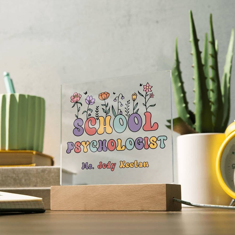 School Psychologist Gift Acrylic Plaque School psychologist Decor Desk name plate School psychologist Sign Custom Office Decor New Job Gift