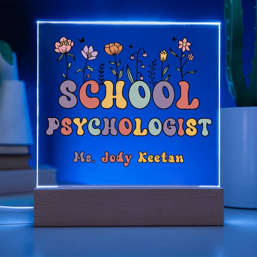 School Psychologist Gift Acrylic Plaque School psychologist Decor Desk name plate School psychologist Sign Custom Office Decor New Job Gift
