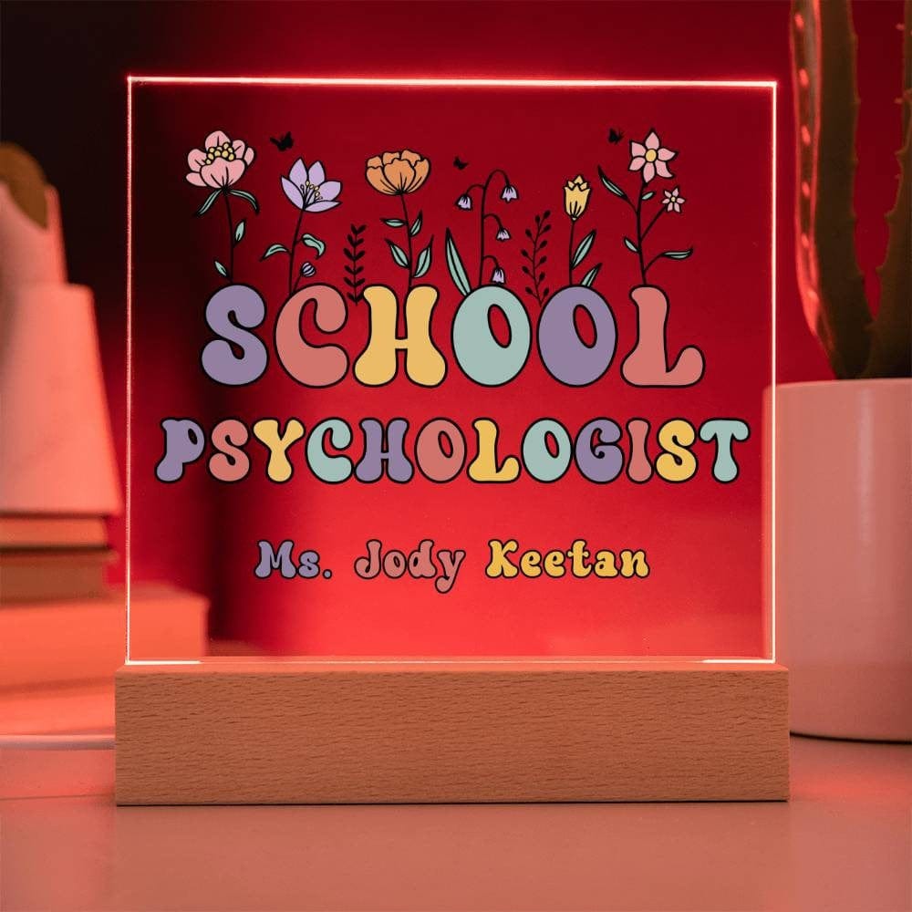 School Psychologist Gift Acrylic Plaque School psychologist Decor Desk name plate School psychologist Sign Custom Office Decor New Job Gift