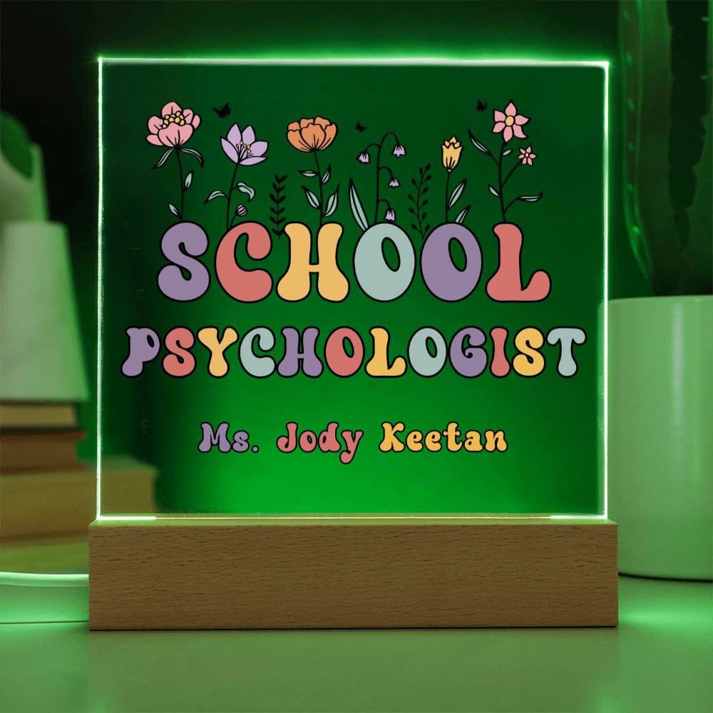 School Psychologist Gift Acrylic Plaque School psychologist Decor Desk name plate School psychologist Sign Custom Office Decor New Job Gift