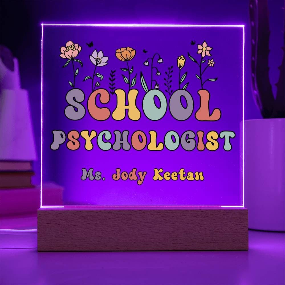 School Psychologist Gift Acrylic Plaque School psychologist Decor Desk name plate School psychologist Sign Custom Office Decor New Job Gift