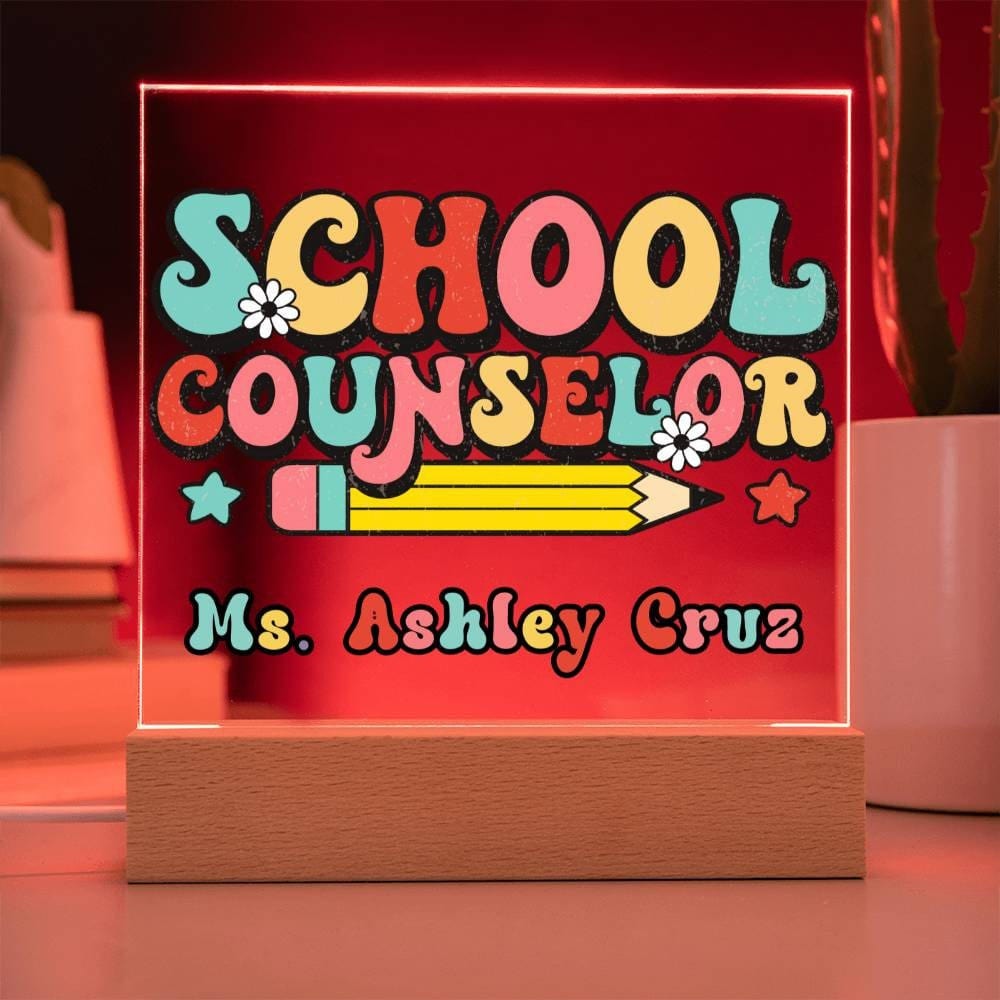 School Counselor Desk Sign,Guidance Counselor Office Decor,Personalized acrylic desk,Custom Office Decor , New Job Gift, Desk Name Plate LED