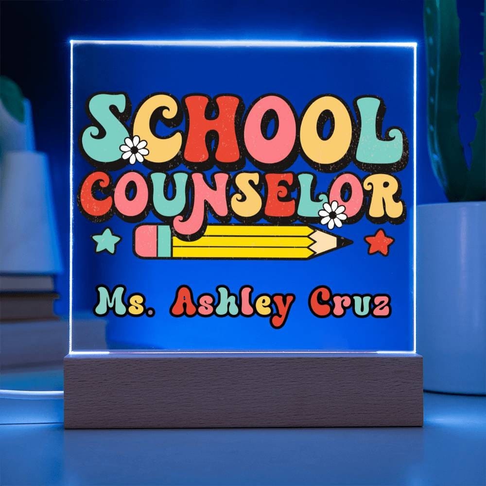 School Counselor Desk Sign,Guidance Counselor Office Decor,Personalized acrylic desk,Custom Office Decor , New Job Gift, Desk Name Plate LED