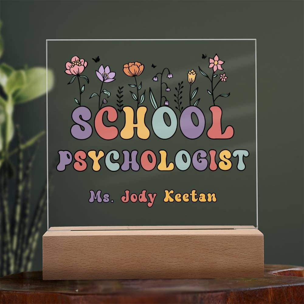 School Psychologist Gift Acrylic Plaque School psychologist Decor Desk name plate School psychologist Sign Custom Office Decor New Job Gift